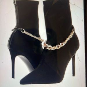 GUESS Black firsts stretch booties stiletto with chain detail